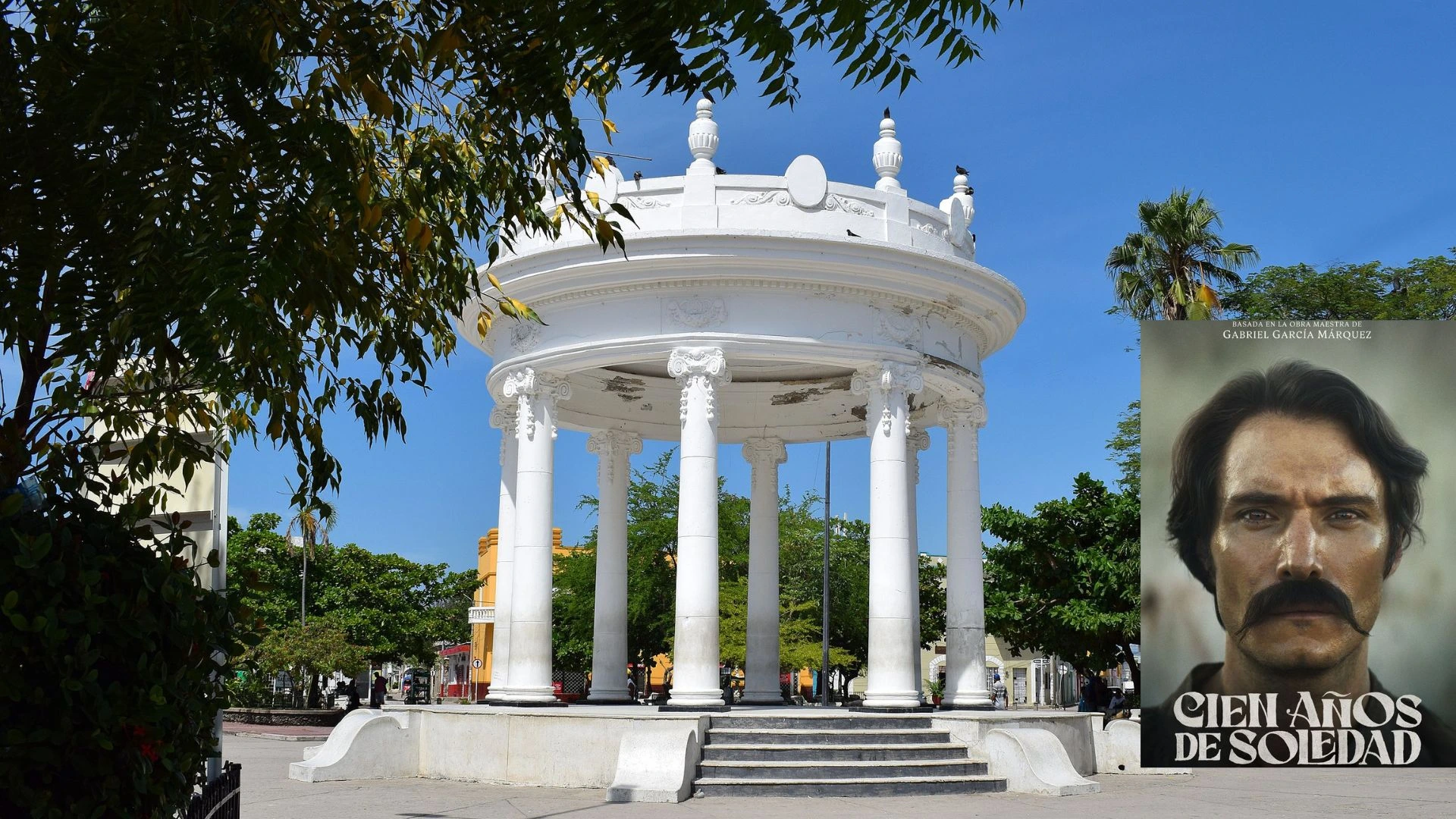 Plaza del Centenario, lugar de Ciénaga, Magdalena, donde Netflix graba 'Cien años de soledad'.