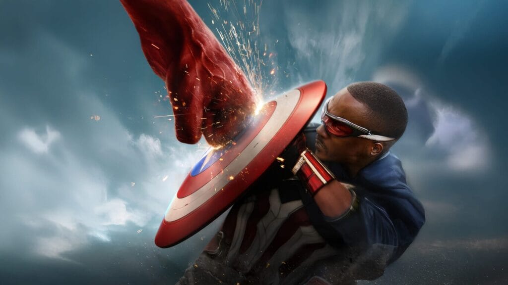 “Fue la primera sin Chris Evans”: Kevin Feige sobre la razón del fracaso de Capitán América: Brave New World 3 Ilustración de escena en Capitán América: New World, donde Sam Wilson pelea contra el Hulk rojo.