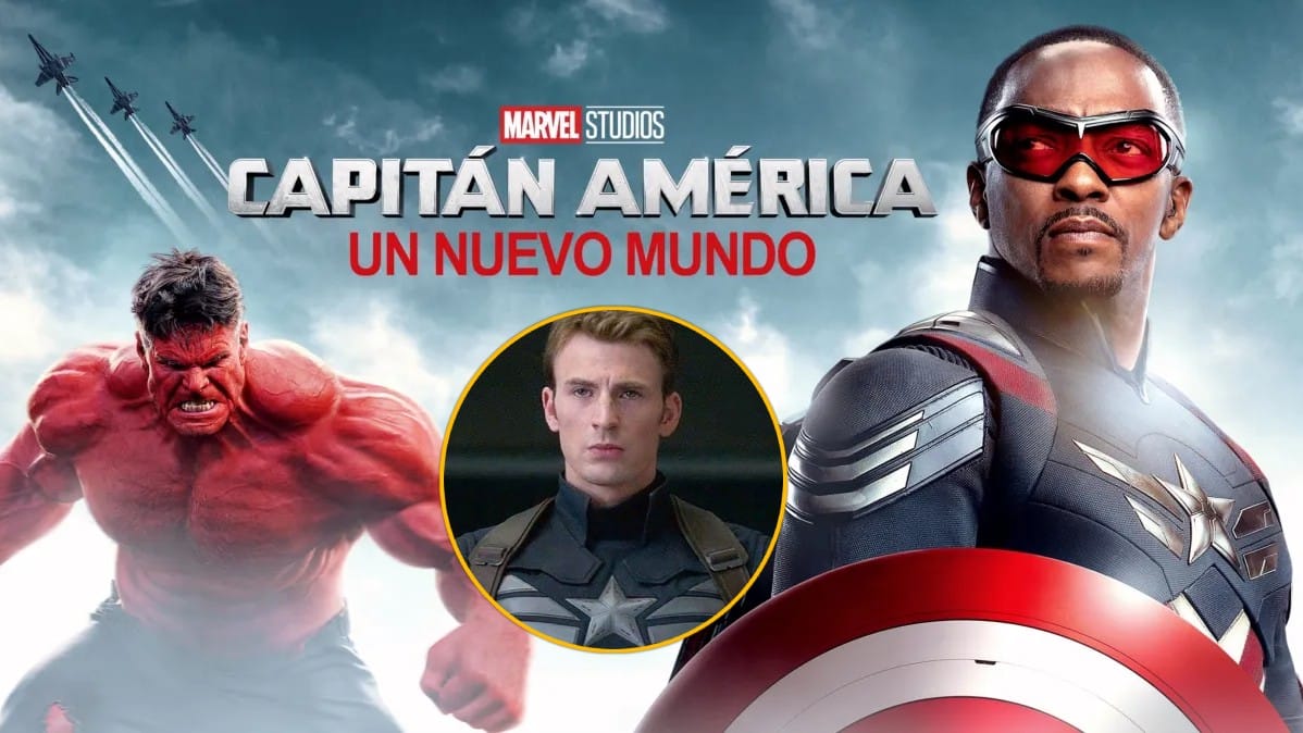 Póster de Capitán América: Brave New World y Chris Evans como Steve Rogers.
