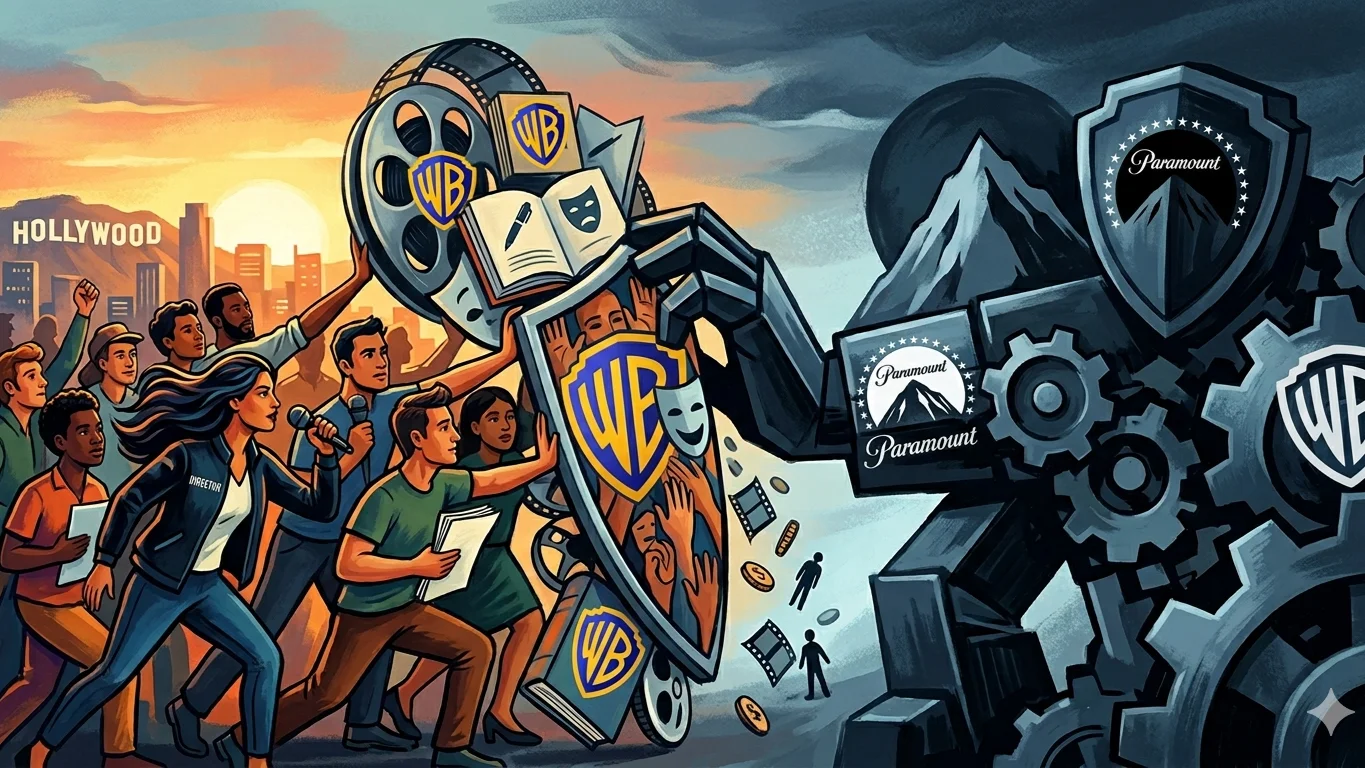 Diseño gráfico de batalla por Warner Bros. y Paramount.