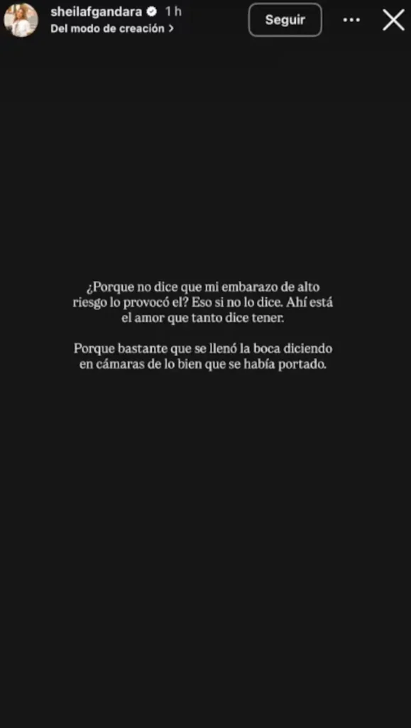 Otra historia en Instagram de la esposa de Juanda Caribe, participante de La casa de los famosos Colombia.