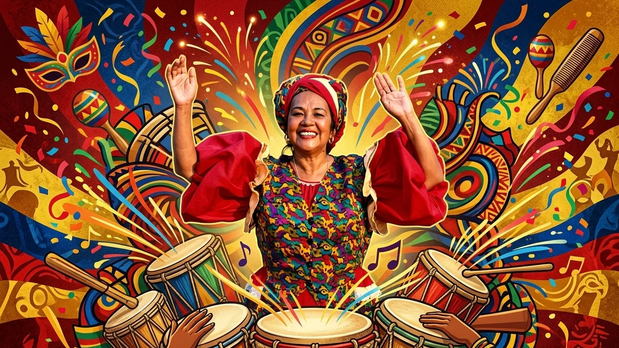 Diseño gráfico de Totó la Momposina, cantadora y compositora colombiana.